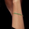 Golden Oval Emerald & Sapphire Chain Bracelet - 18K Gold Plated Sterling Silver