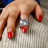 Sterling Silver Engagement and Wedding Ring Set - 8 Carat Center Stone