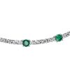 Round Cut Emerald and Sapphire Tennis Necklace in Rhodium-Plated Sterling Silver