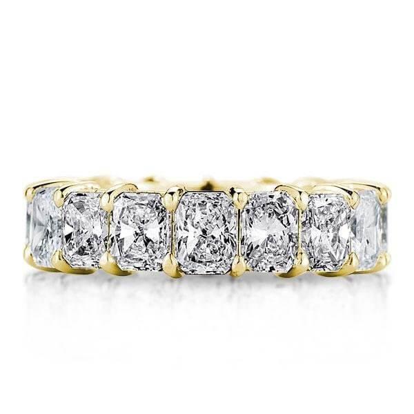 Golden Stackable Ring Set - Triple Row Radiant & Baguette Bands - 18K Gold Plated Sterling Silver