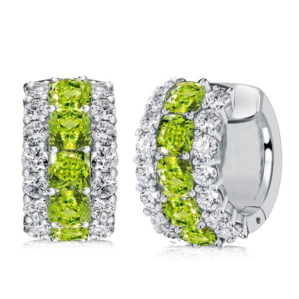 Cushion Cut Peridot & Sterling Silver Hoop Earrings for Women