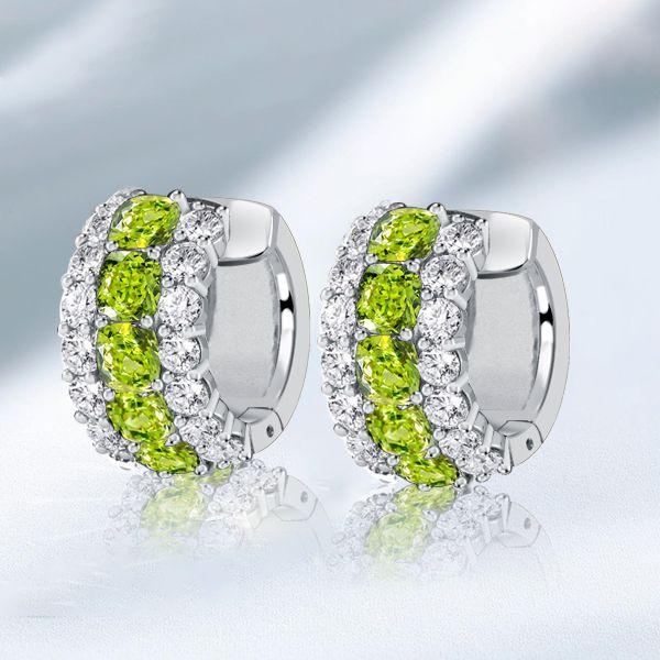 Cushion Cut Peridot & Sterling Silver Hoop Earrings for Women