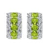 Cushion Cut Peridot & Sterling Silver Hoop Earrings for Women