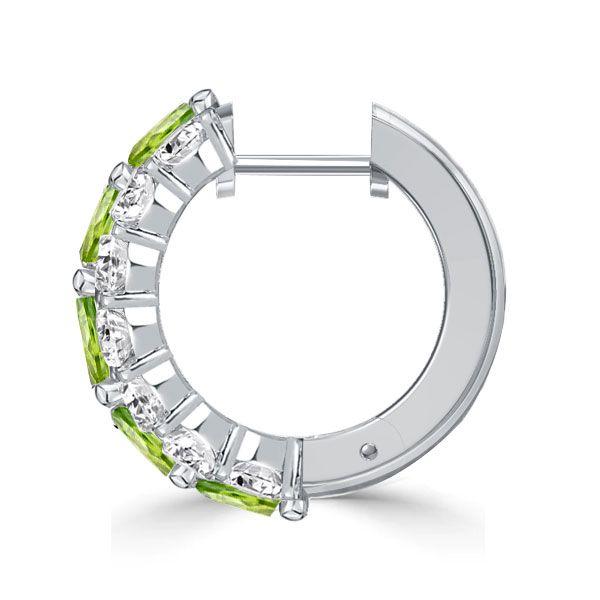 Cushion Cut Peridot & Sterling Silver Hoop Earrings for Women