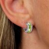 Cushion Cut Peridot & Sterling Silver Hoop Earrings for Women