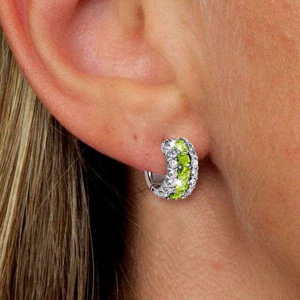 Cushion Cut Peridot & Sterling Silver Hoop Earrings for Women