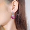 Sterling Silver Drop Earrings with Round Cut Ruby and Sapphire Stones