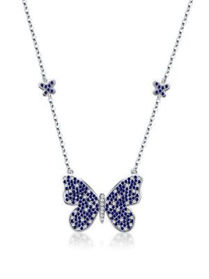 Sterling Silver Butterfly Pendant Necklace - 18 Inch Chain