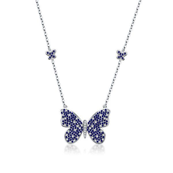 Sterling Silver Butterfly Pendant Necklace - 18 Inch Chain