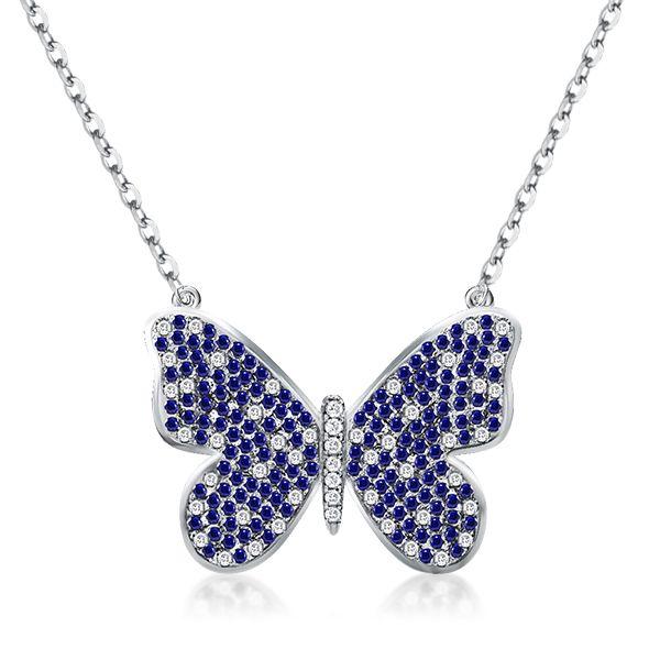 Sterling Silver Butterfly Pendant Necklace - 18 Inch Chain