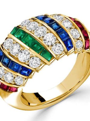 Golden Dome Ruby Ring - Antique Style Wedding Band for Women
