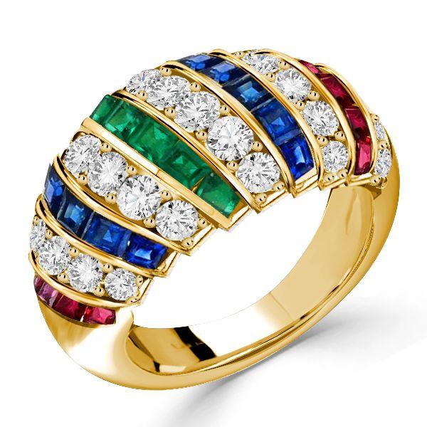 Golden Dome Ruby Ring - Antique Style Wedding Band for Women