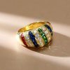 Golden Dome Ruby Ring - Antique Style Wedding Band for Women