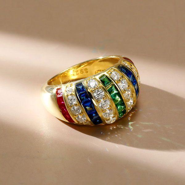 Golden Dome Ruby Ring - Antique Style Wedding Band for Women