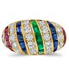 Golden Dome Ruby Ring - Antique Style Wedding Band for Women