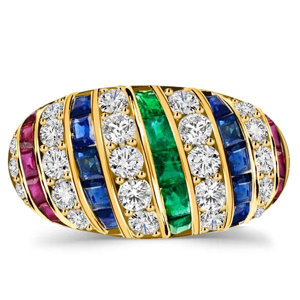 Golden Dome Ruby Ring - Antique Style Wedding Band for Women
