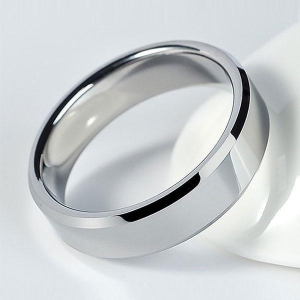 Matching Couple Rings Set: Oval White Sapphire Trio - Sterling Silver & Titanium Wedding Bands