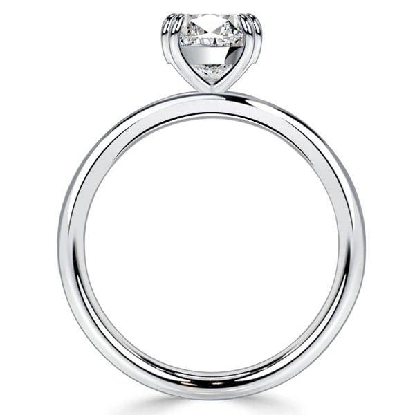 Channel Set Cushion Cut White Sapphire Engagement Ring in Rhodium Plated Sterling Silver