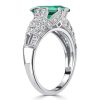 Emerald Green Art Deco Sterling Silver Promise Ring Vintage Style Cocktail Jewelry