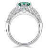 Emerald Green Art Deco Sterling Silver Promise Ring Vintage Style Cocktail Jewelry