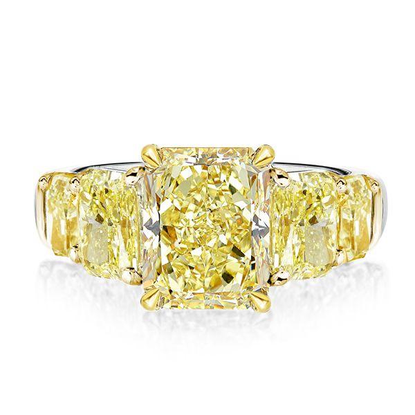 Radiant Yellow Five Stone Engagement Ring in 925 Sterling Silver