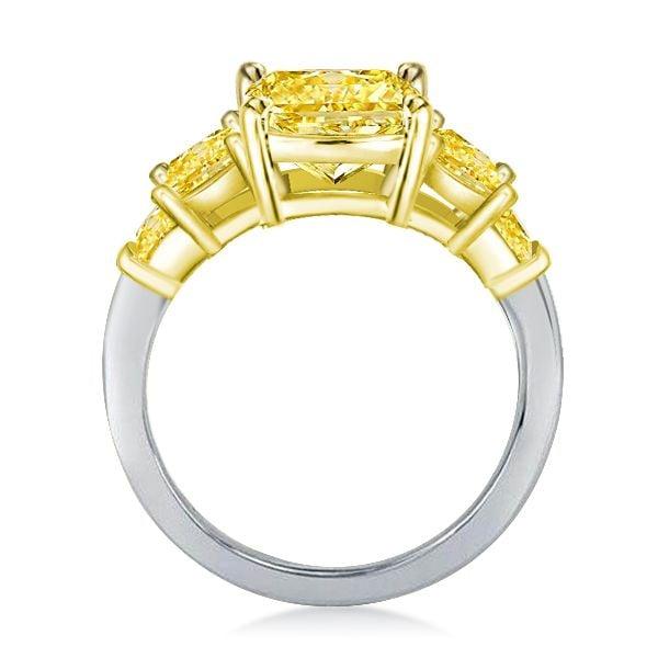 Radiant Yellow Five Stone Engagement Ring in 925 Sterling Silver