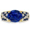 Oval Cut Blue Sapphire Wedding Band for Women in 925 Sterling Silver