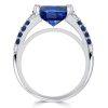 Oval Cut Blue Sapphire Wedding Band for Women in 925 Sterling Silver