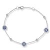Blue Sapphire & Sterling Silver Vintage Halo Charm Bracelet - Chain Bracelet