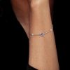 Blue Sapphire & Sterling Silver Vintage Halo Charm Bracelet - Chain Bracelet