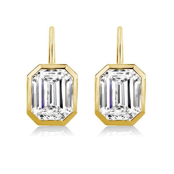 Emerald Drop Earrings - 18K Gold Plated Sterling Silver Bezel Set