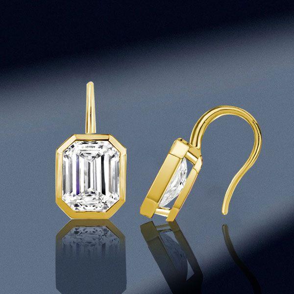 Emerald Drop Earrings - 18K Gold Plated Sterling Silver Bezel Set