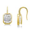 Emerald Drop Earrings - 18K Gold Plated Sterling Silver Bezel Set
