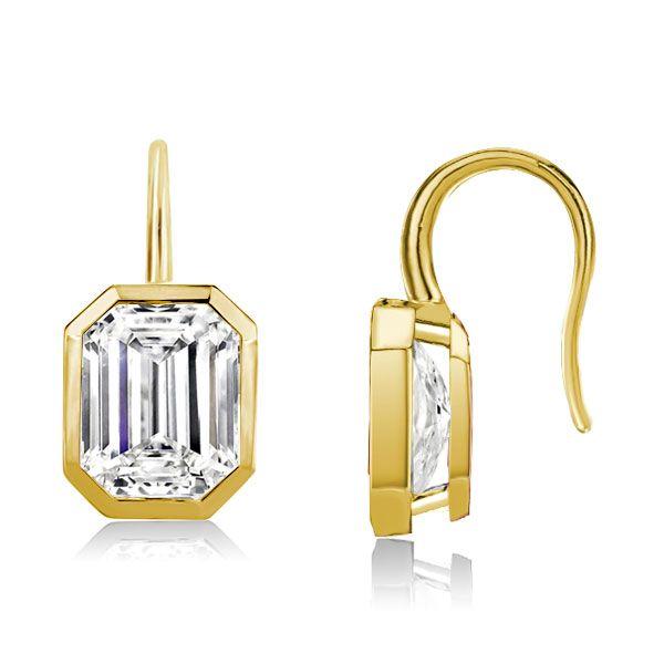 Emerald Drop Earrings - 18K Gold Plated Sterling Silver Bezel Set