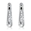 Sterling Silver Hoop Earrings with White Sapphire Flush Setting