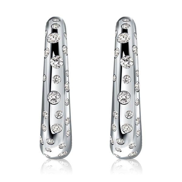 Sterling Silver Hoop Earrings with White Sapphire Flush Setting
