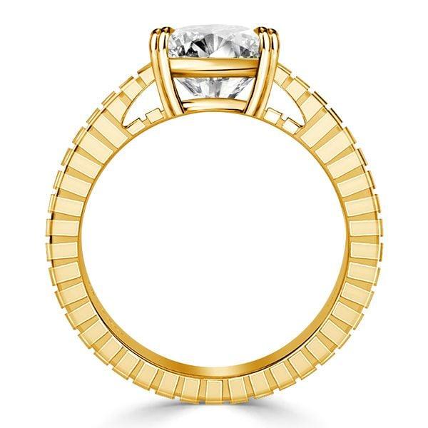 Cathedral Cushion Cut Engagement Ring Sterling Silver 18K Gold Plated 4.00 CTW