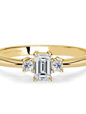 Baguette Cut Three Stone Ring - 18K Gold Plated Sterling Silver Travel Wedding Ring