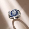 Art Deco Blue Sapphire Engagement Ring, 2.07 CT. TW. in Sterling Silver with Rhodium Finish