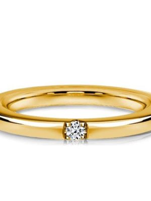 2mm Single Stone Sterling Silver Wedding Band for Women, Classic Anniversary Ring