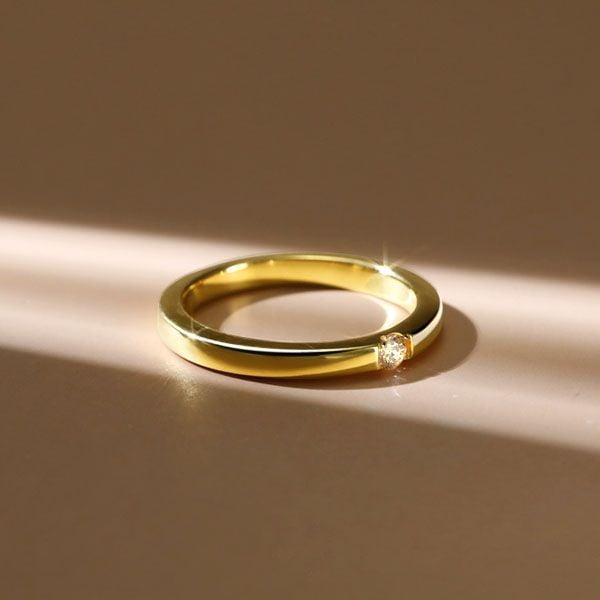 2mm Single Stone Sterling Silver Wedding Band for Women, Classic Anniversary Ring