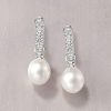 Sterling Silver Round Pearl Drop Earrings for Women