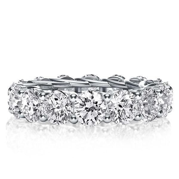 7.00 CTW Created White Sapphire Eternity Wedding Band, 4.97mm Wide, Sterling Silver Rhodium Plated