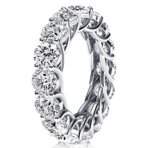 7.00 CTW Created White Sapphire Eternity Wedding Band, 4.97mm Wide, Sterling Silver Rhodium Plated
