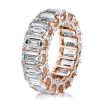 Rose Gold Emerald & White Sapphire Eternity Wedding Band - 18K Rose Gold Plated Sterling Silver