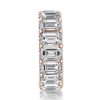 Rose Gold Emerald & White Sapphire Eternity Wedding Band - 18K Rose Gold Plated Sterling Silver