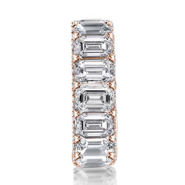 Rose Gold Emerald & White Sapphire Eternity Wedding Band - 18K Rose Gold Plated Sterling Silver