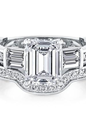 Classic Five Stone Created White Sapphire Bridal Set in Sterling Silver