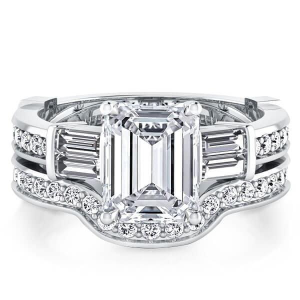 Classic Five Stone Created White Sapphire Bridal Set in Sterling Silver