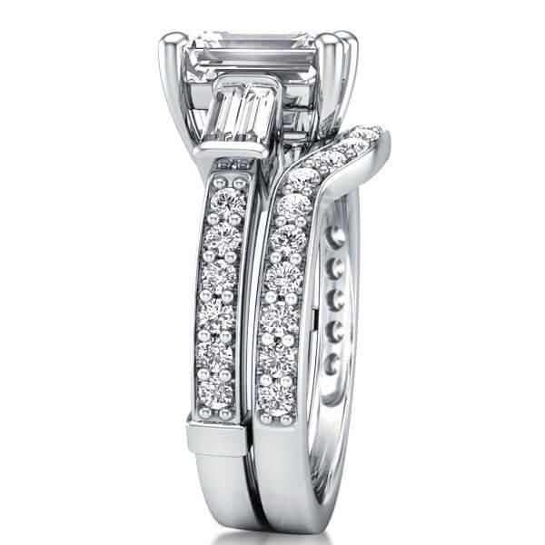 Classic Five Stone Created White Sapphire Bridal Set in Sterling Silver